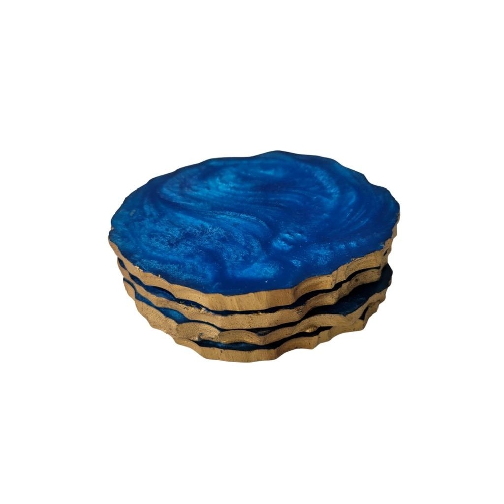 Blue Faux Agate Style Coasters Set (4)